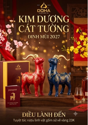 Rượu linh vật dê Kim Dương Cát Tường